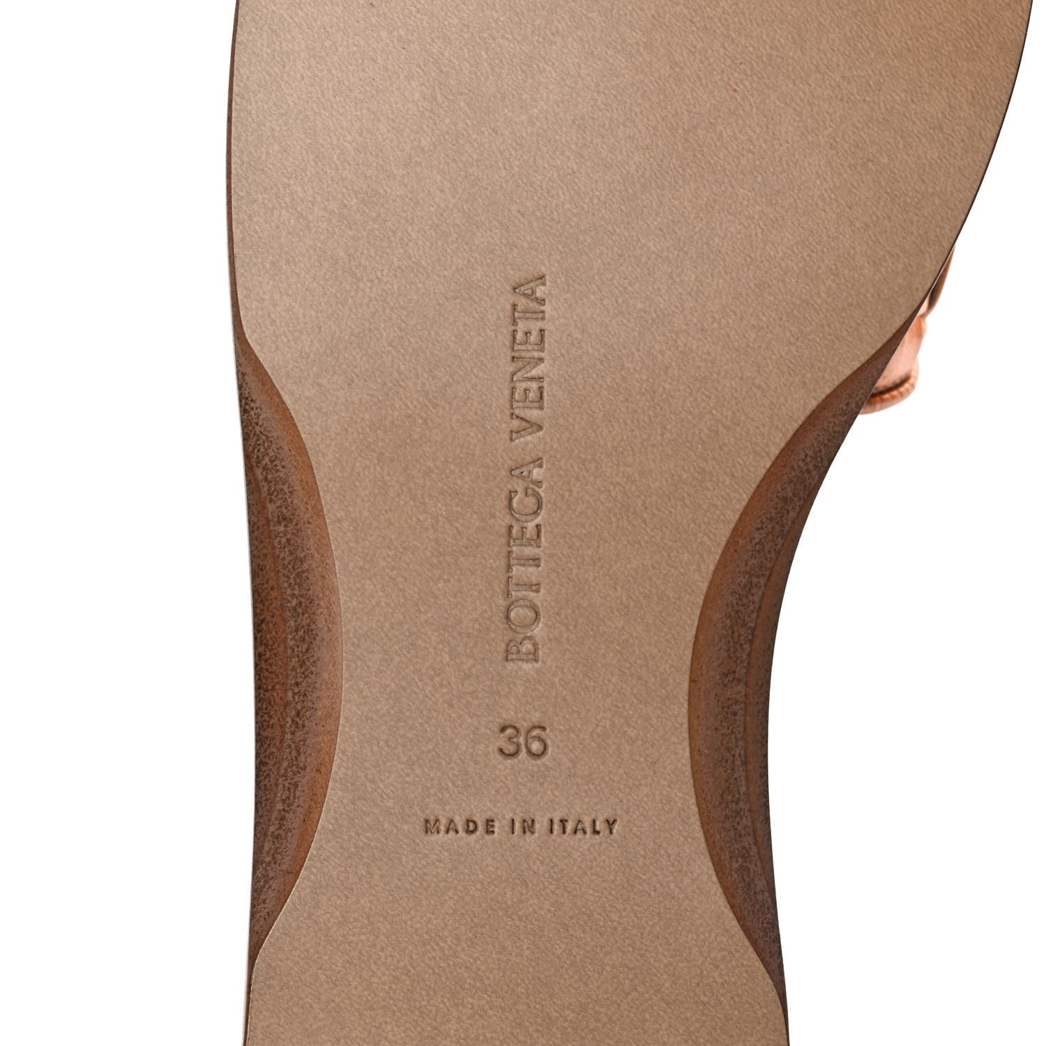Bottega Veneta Laminated Nappa Intrecciato Squared Toe Flat Sandals 36 Gold Peach 6 of 9