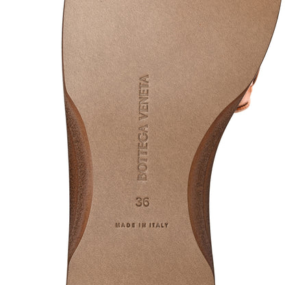 Bottega Veneta Laminated Nappa Intrecciato Squared Toe Flat Sandals 36 Gold Peach 6 of 9