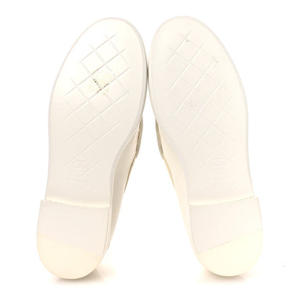Chanel Shiny Lambskin Quilted CC Turnlock Loafers 37.5 White 7 of 12
