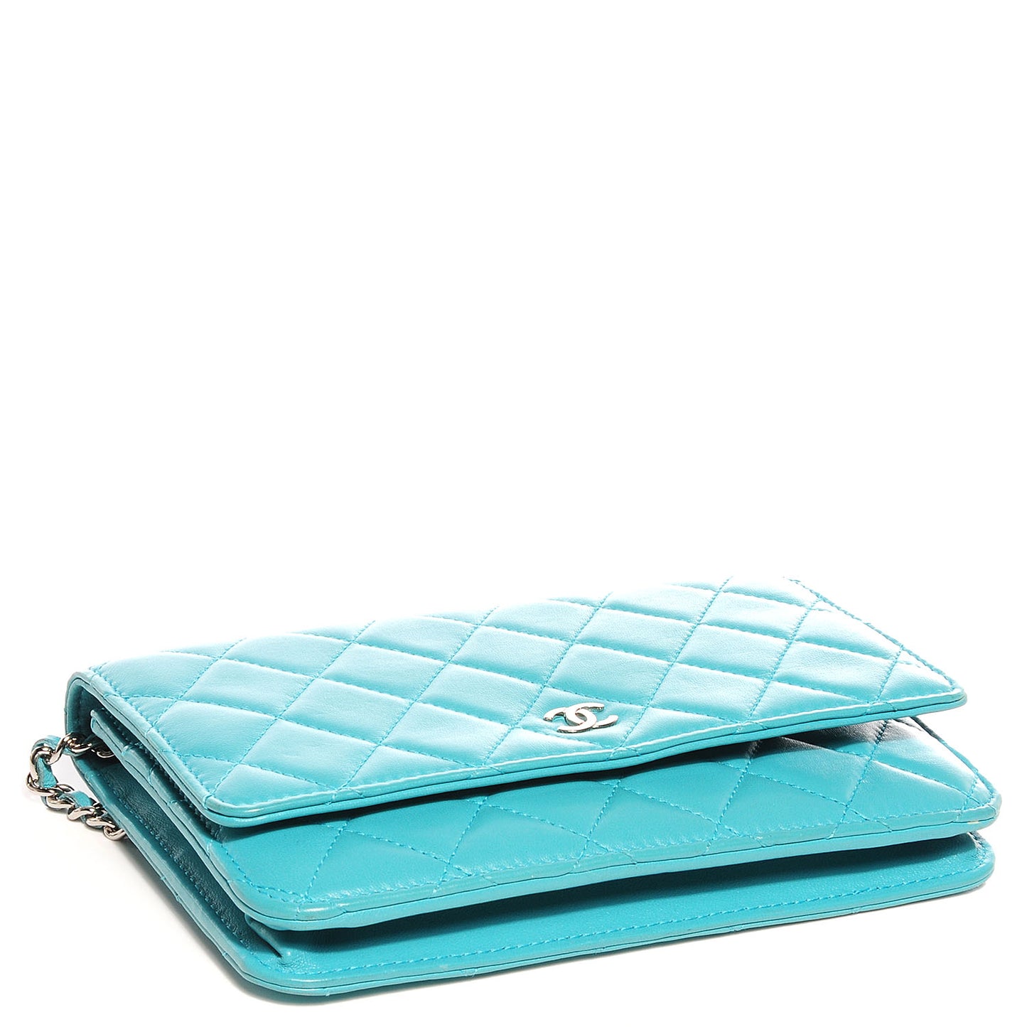 Lambskin Wallet On A Chain WOC Turquoise