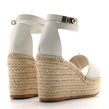 Hermes Calfskin Tivoli Espadrille Wedge Sandals 36 White 4 of 11