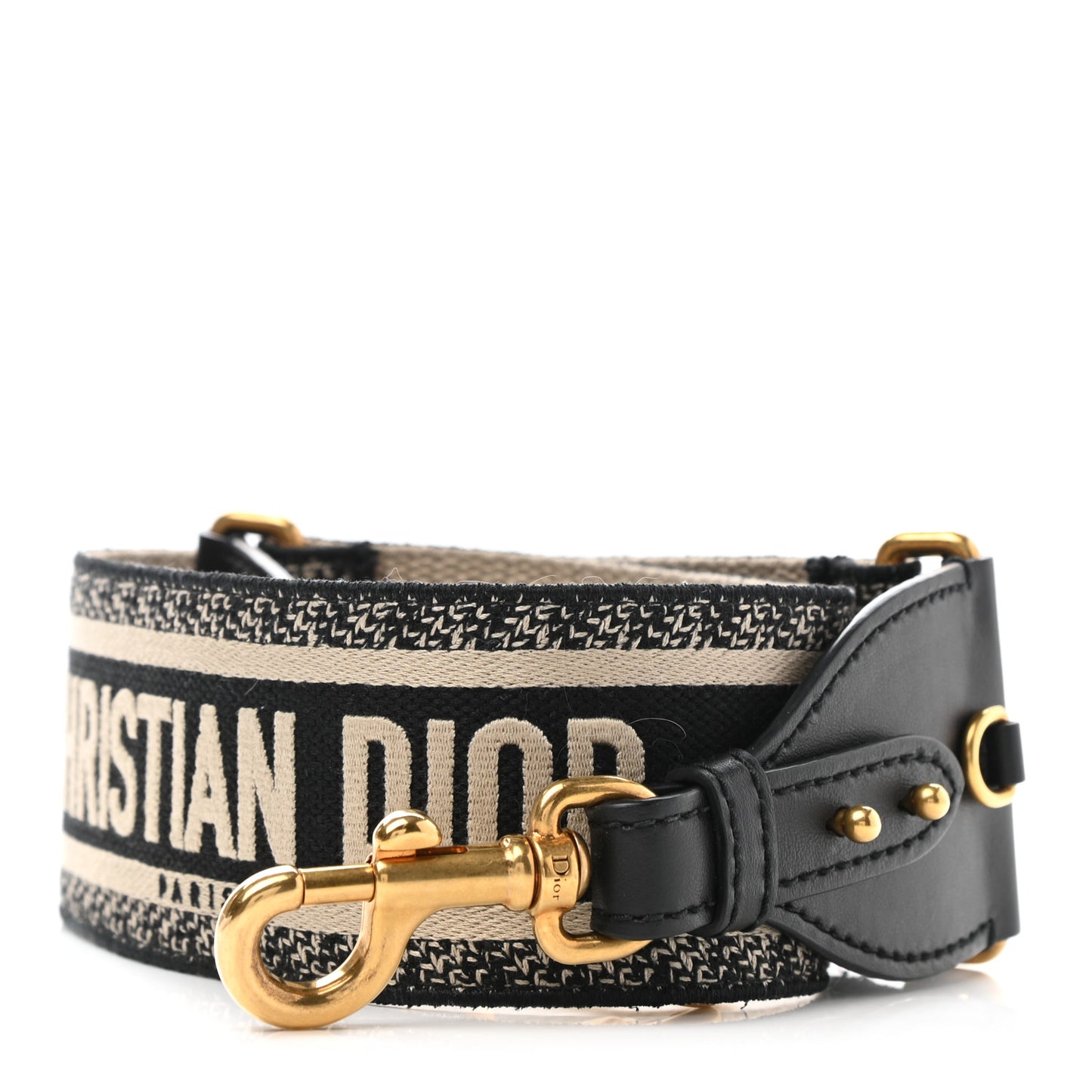 Canvas Embroidered Shoulder Strap Black