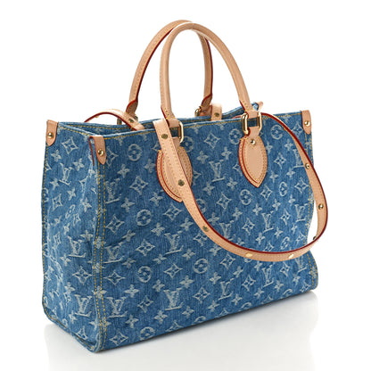 Louis Vuitton Monogram Denim Onthego MM Blue 3 of 9