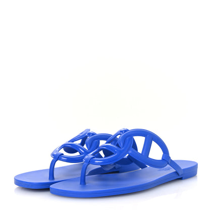 Hermes Rubber Womens Egerie Sandals 38 Bleu Outremer 4 of 11
