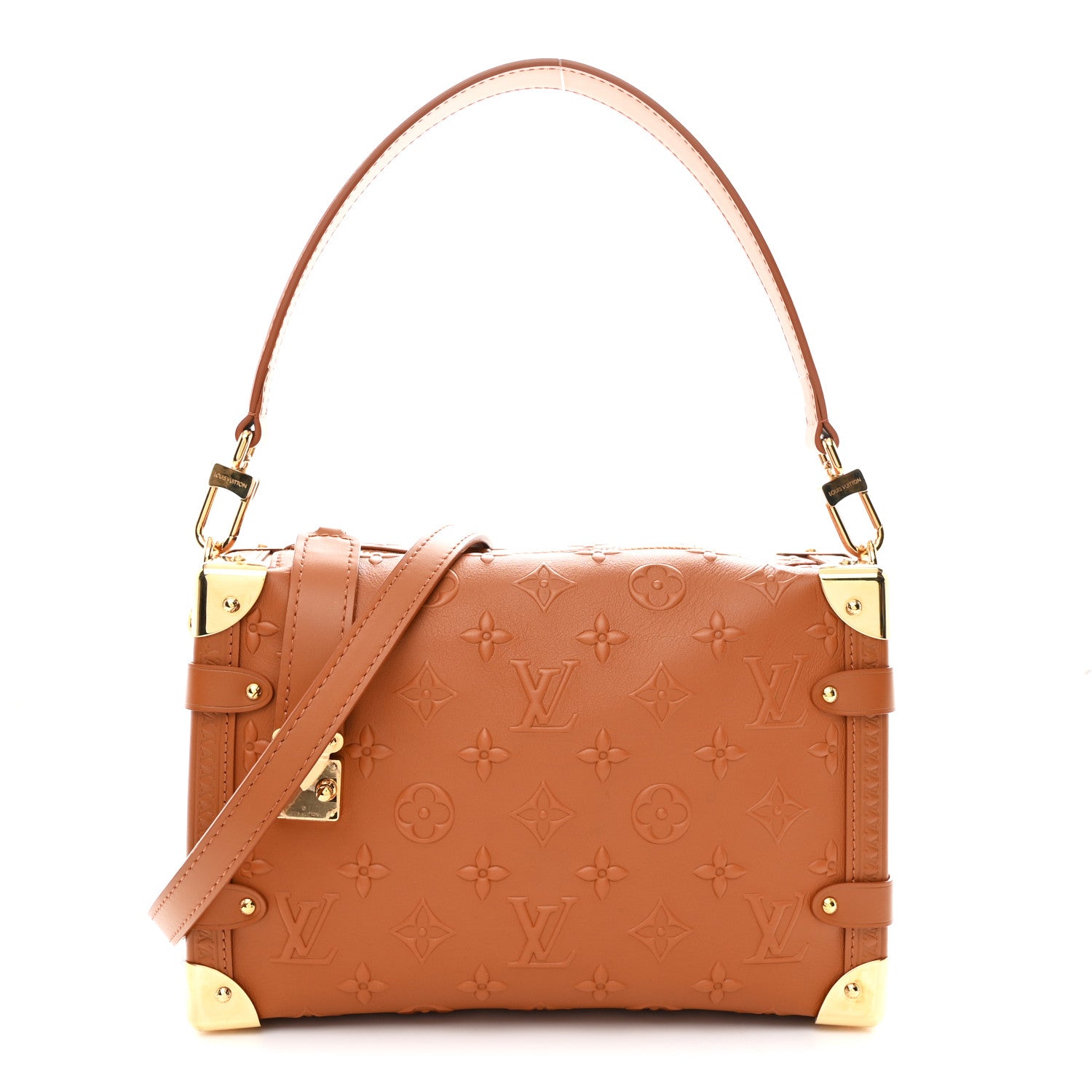 Louis Vuitton Calfskin Debossed Monogram Side Trunk Tan 1 of 10