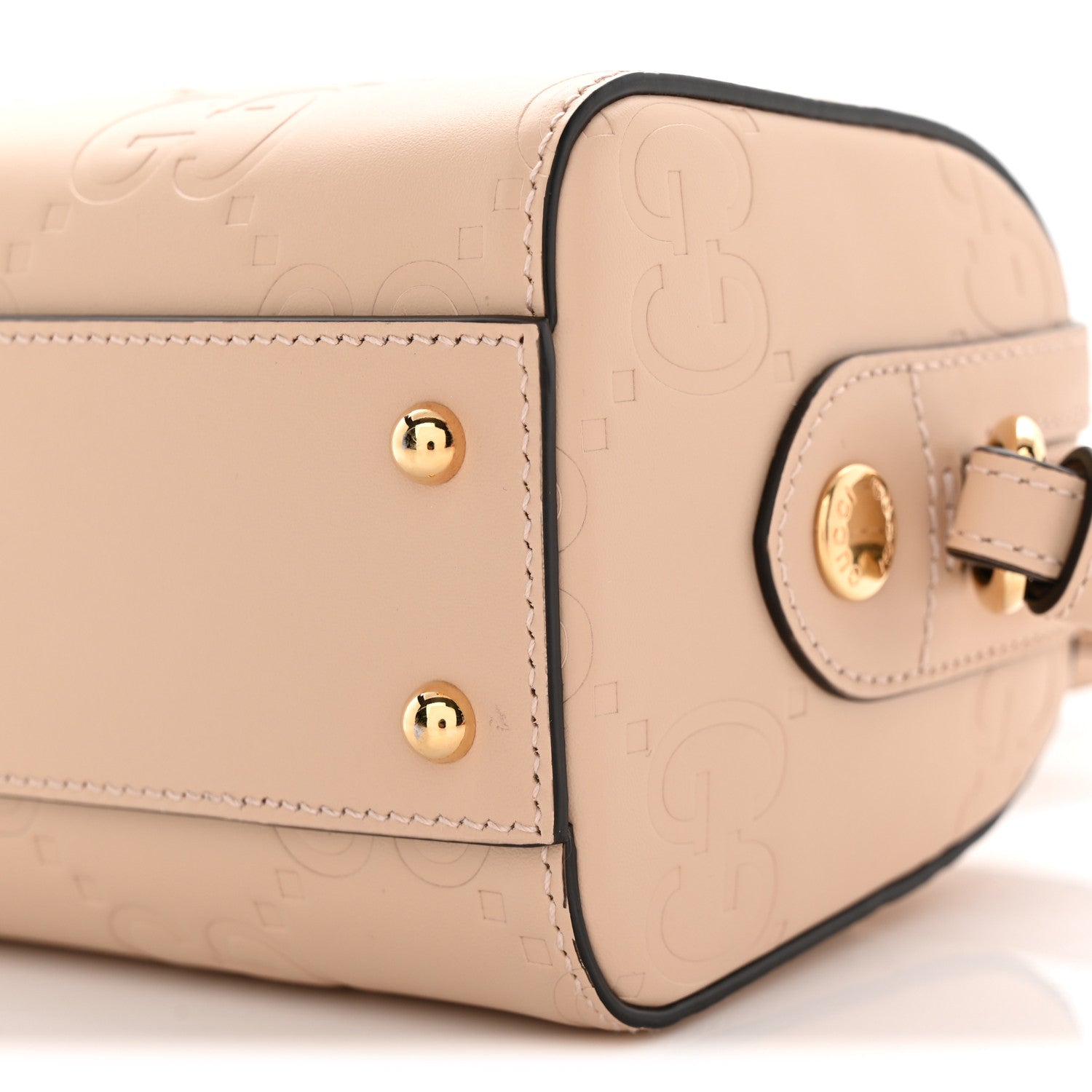 Gucci Gilbert Calfskin Jumbo GG Embossed Super Mini Top Handle Bowler Bag Beige 10 of 10
