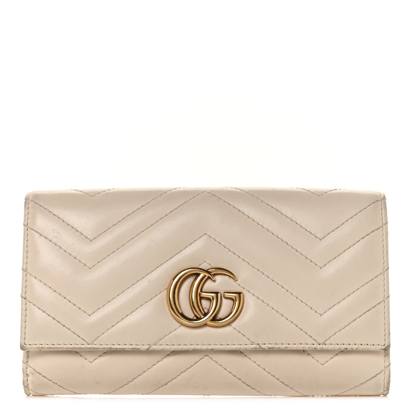 Calfskin Matelasse GG Marmont Continental Wallet Mystic White