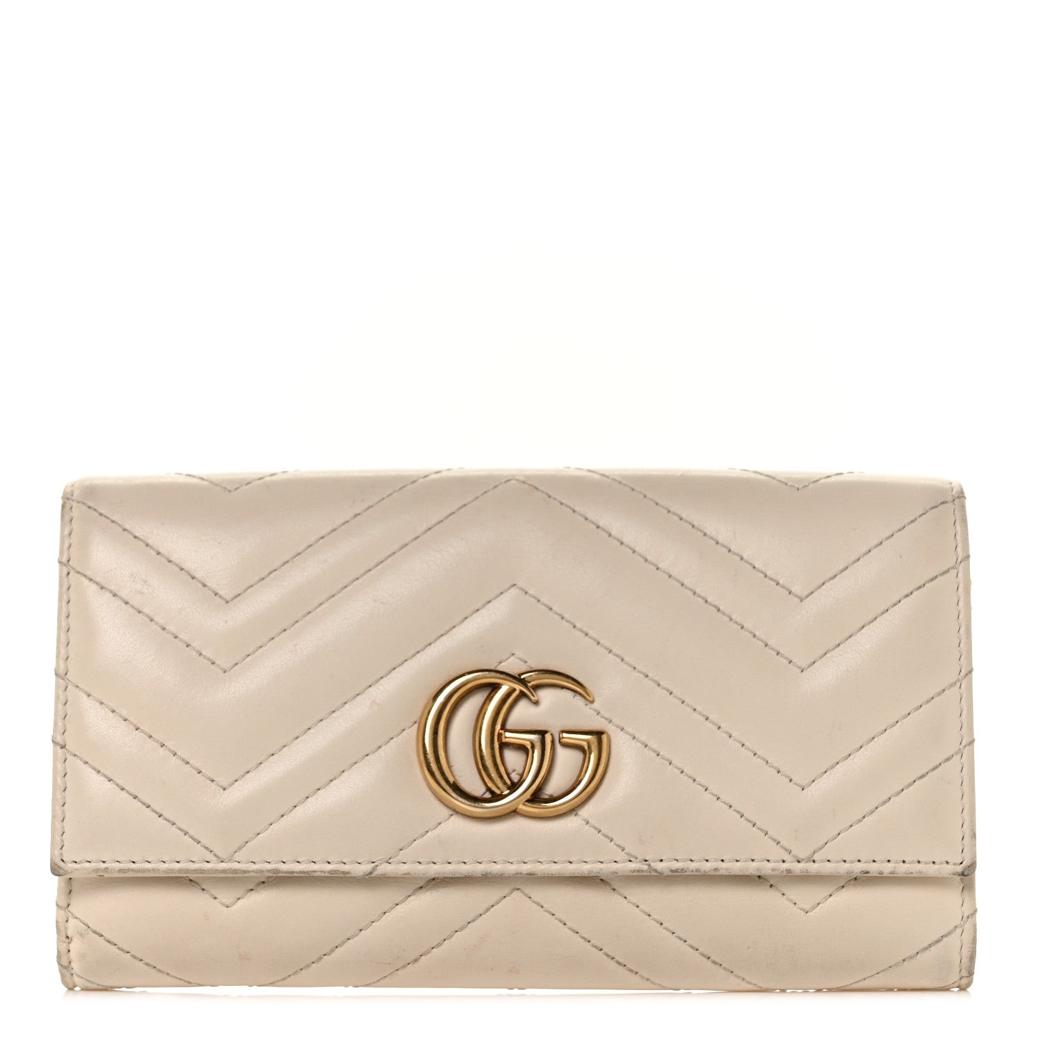 Gucci Calfskin Matelasse GG Marmont Continental Wallet Mystic White 1 of 10
