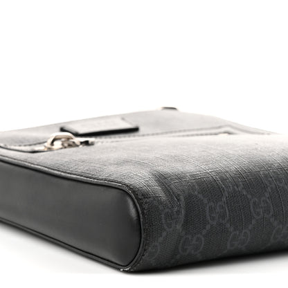 Gucci GG Supreme Monogram Web Small Flat Messenger Bag Black Grey Black Grey 9 of 11