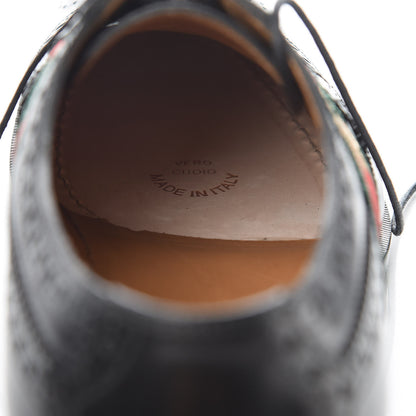 Gucci Calfskin Web Bee Embroidered Mens Wingtip Derby Loafers 10 Black 6 of 14
