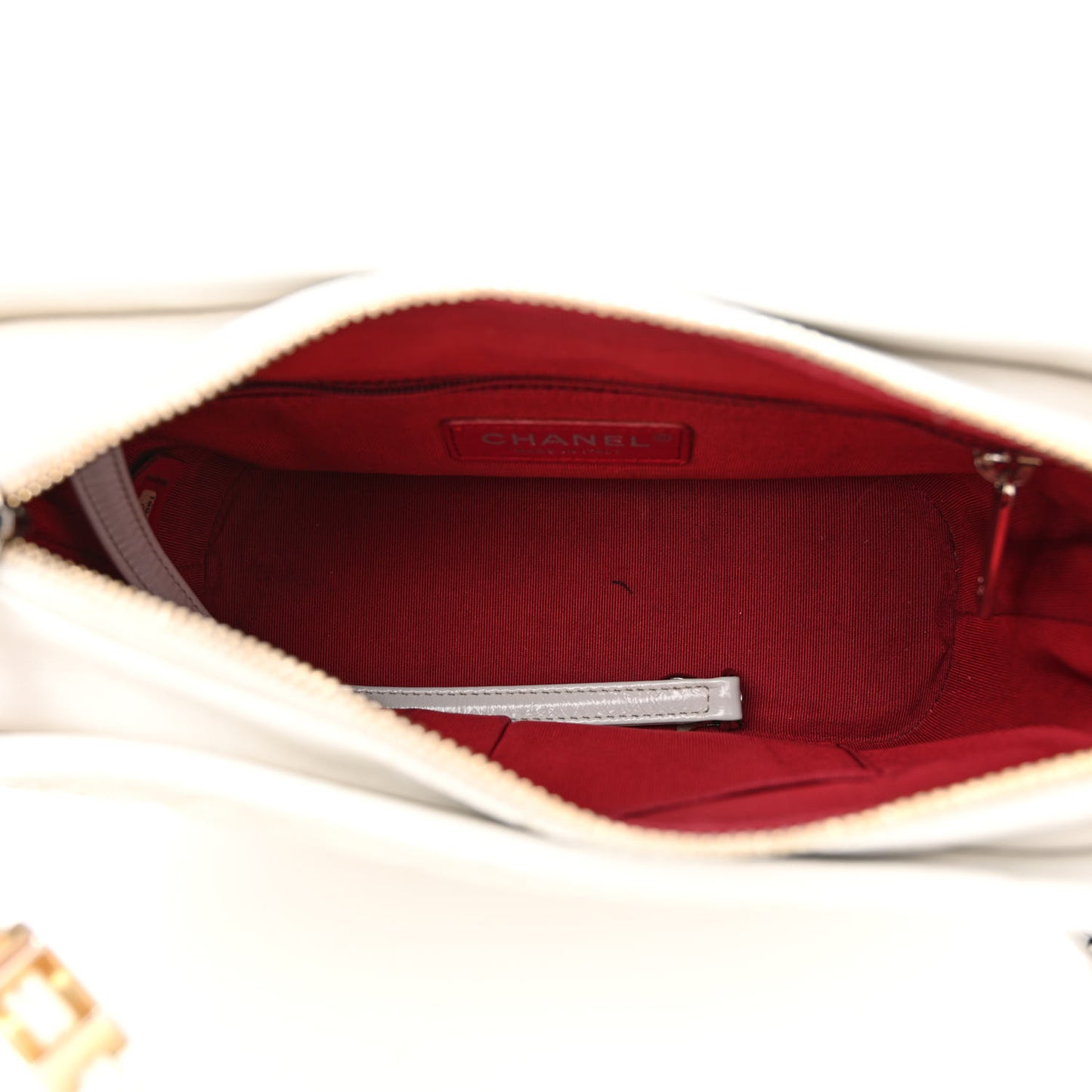 Aged Calfskin Quilted Small Gabrielle Hobo White