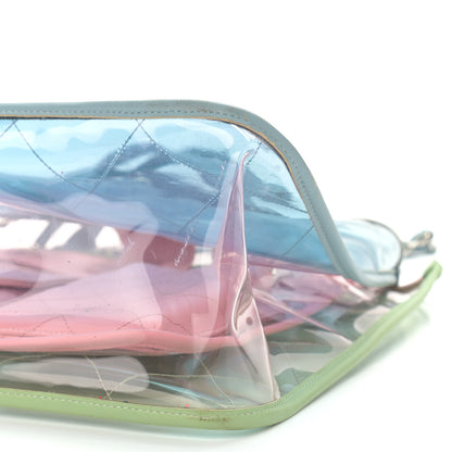 Chanel PVC Lambskin Stitched Medium Coco Splash Shopping Bag Blue Green Pink 10 of 13