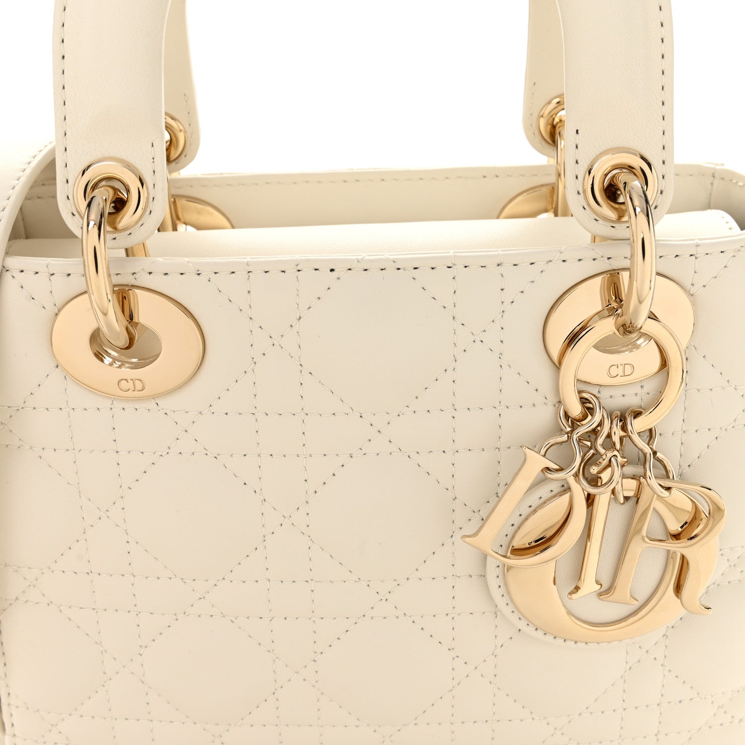 Christian Dior Lambskin Cannage Small My ABCDior Lady Dior White 7 of 9