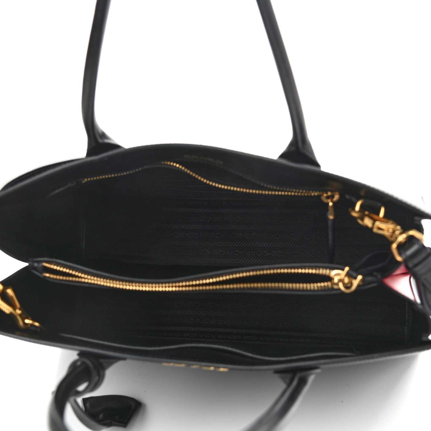 Prada Saffiano City Calfskin Large Bibliothèque Top Handle Black Fuoco 7 of 11