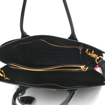 Prada Saffiano City Calfskin Large Bibliothèque Top Handle Black Fuoco 7 of 11