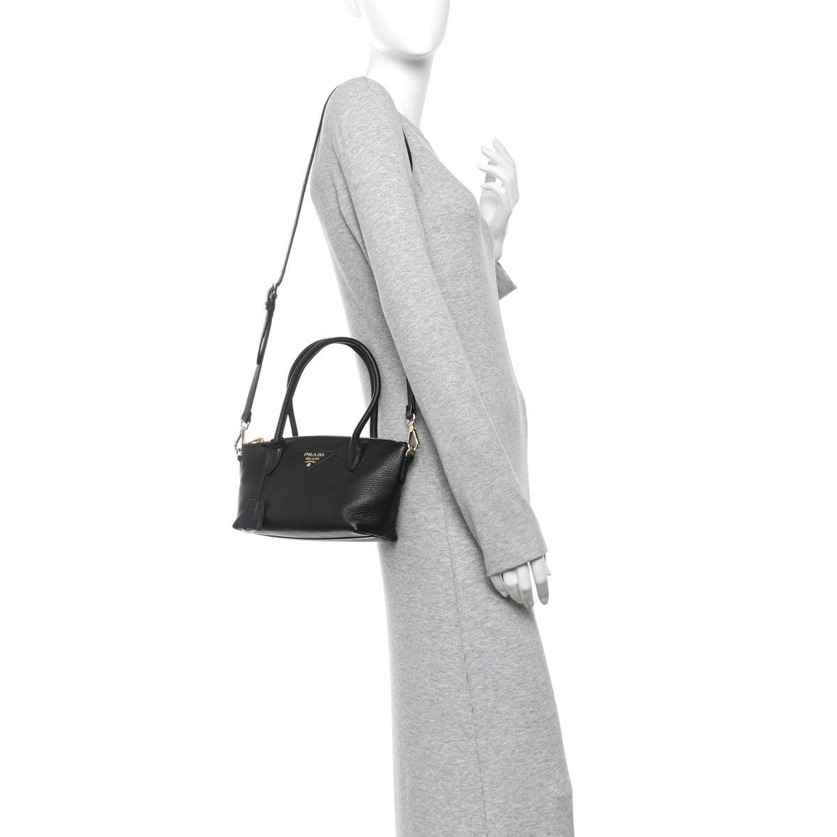Prada Vitello Daino Small Tote Black 2 of 9