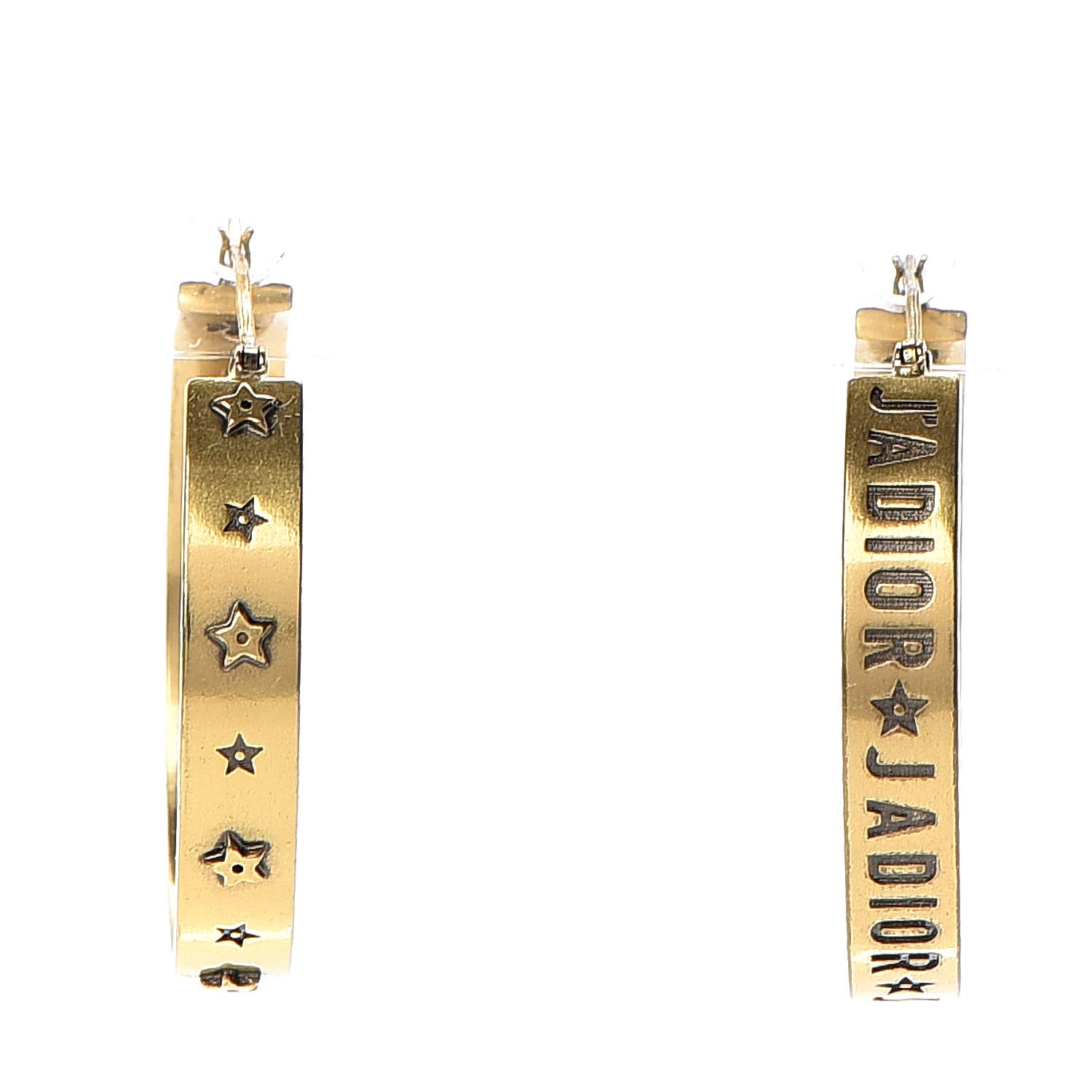 Christian Dior Metal J'Adior Star Hoop Earrings Aged Gold 1 of 5