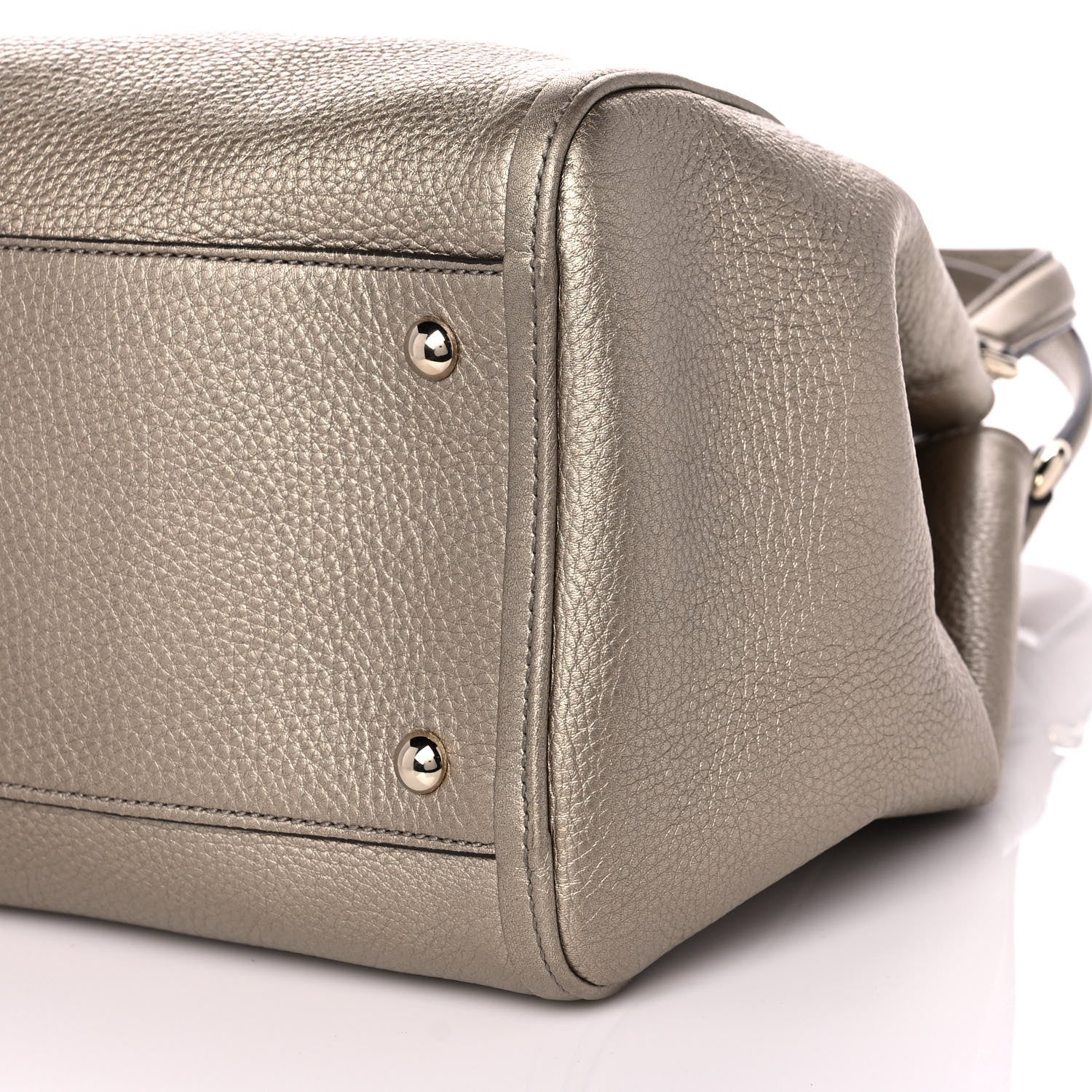 Gucci Metallic Pebbled Calfskin Medium Soho Shoulder Bag Golden Beige 10 of 13