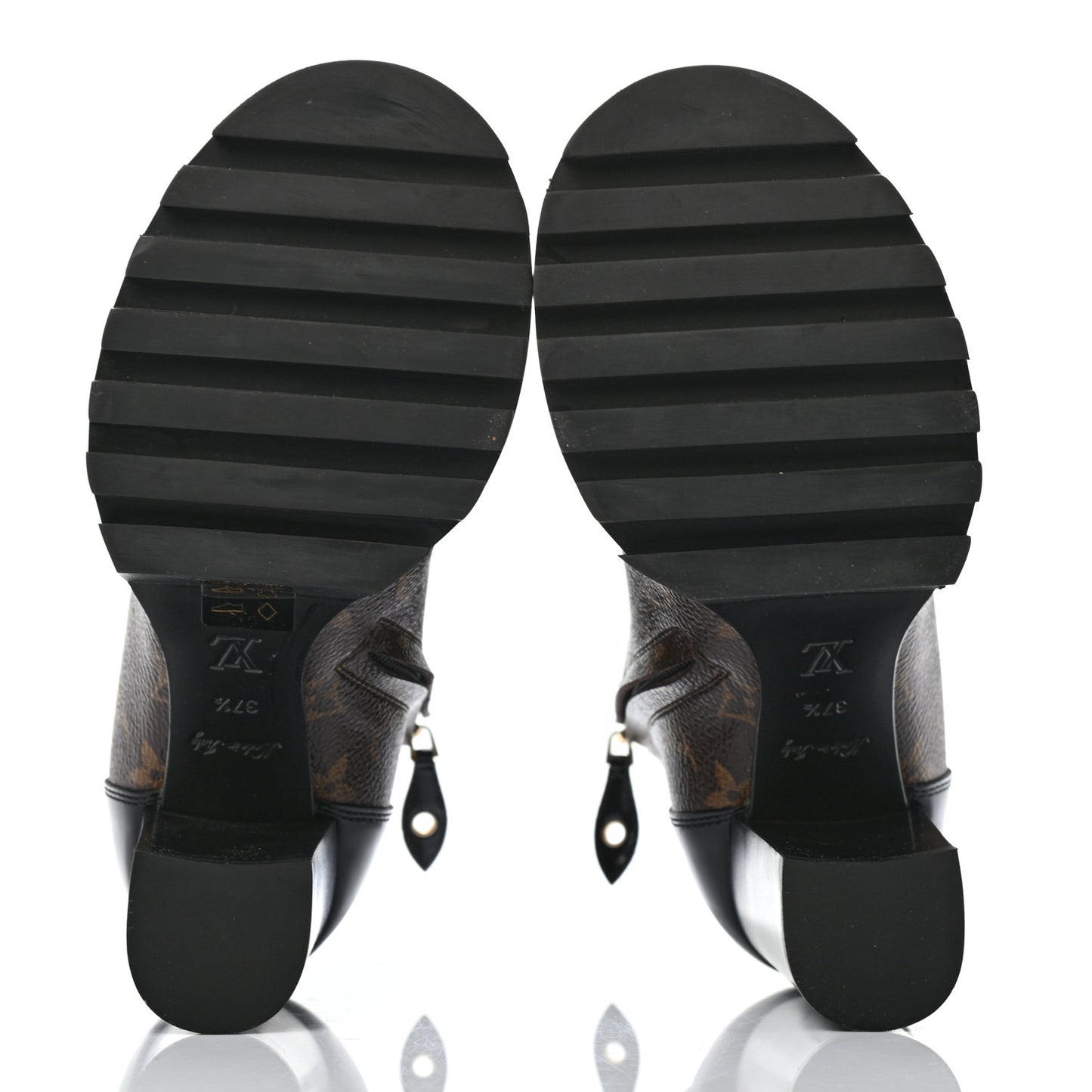 Patent Calfskin Monogram Star Trail Ankle Boots 37.5 Black