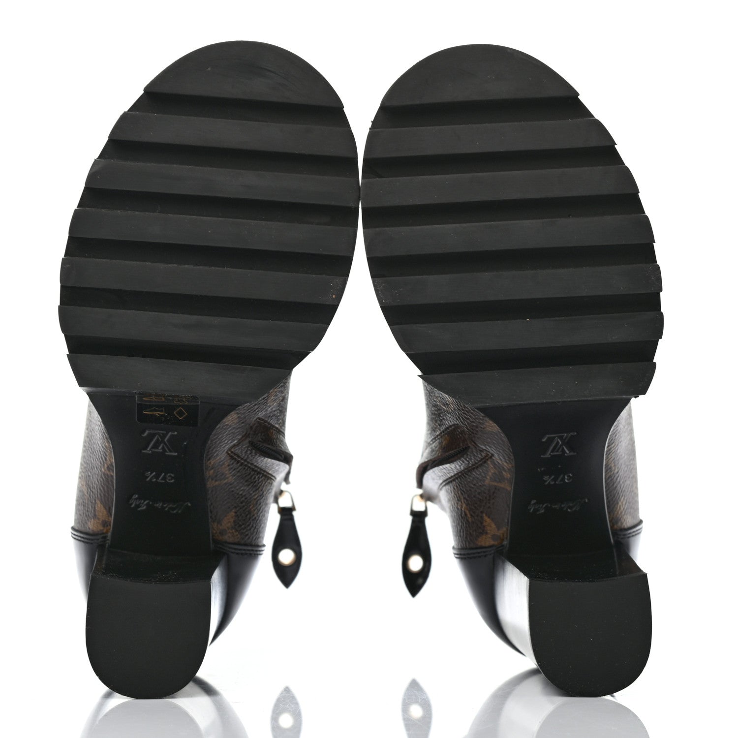 Louis Vuitton Patent Calfskin Monogram Star Trail Ankle Boots 37.5 Black 5 of 8