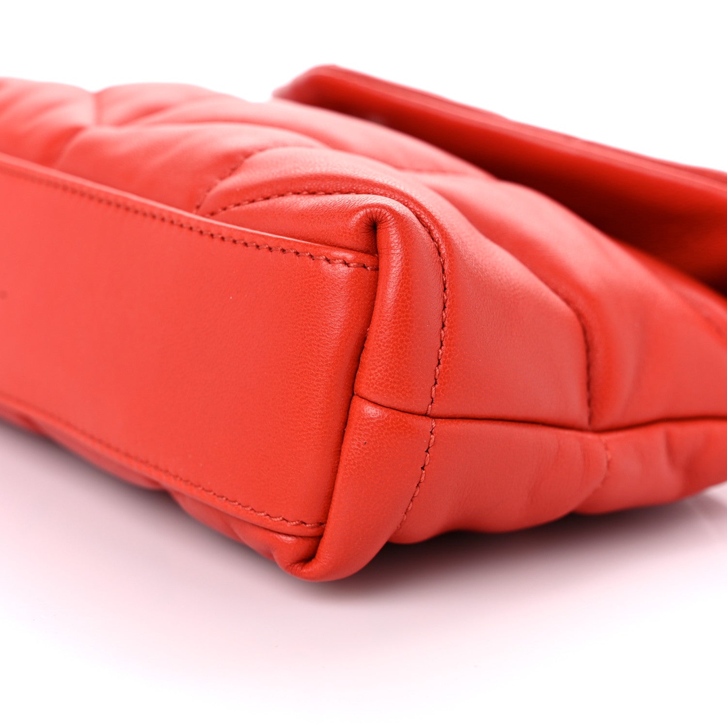 Saint Laurent Lambskin Monogram Loulou Puffer Pouch Clutch Coral 10 of 11