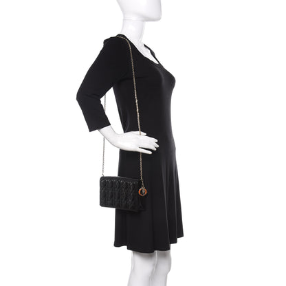 Christian Dior Patent Cannage Lady Dior Clutch Black 2 of 12