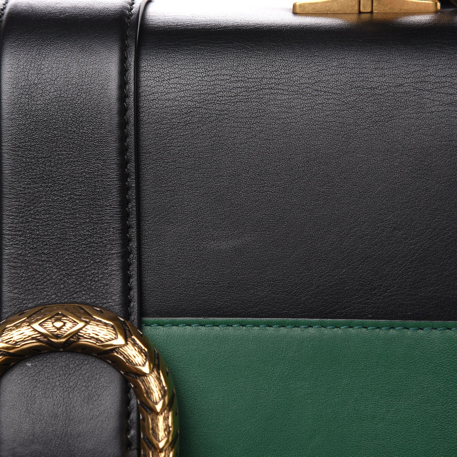 Gucci Calfskin Bamboo Web Large Dionysus Top Handle Bag Black Bright Evergreen Hibiscus Red 11 of 16