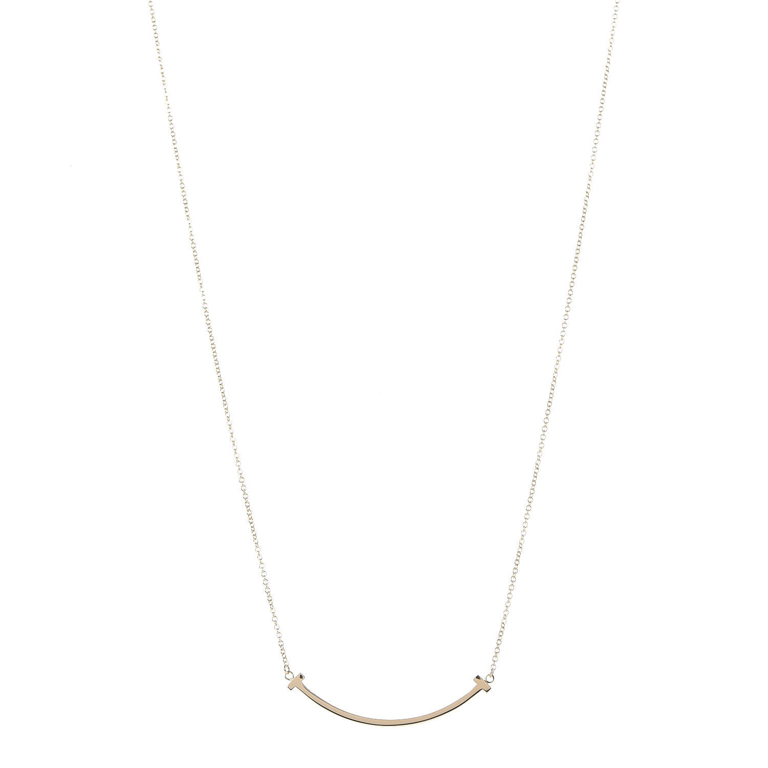 Tiffany 18K Yellow Gold Small T Smile Pendant Necklace 1 of 7