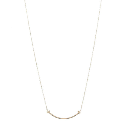 Tiffany 18K Yellow Gold Small T Smile Pendant Necklace 1 of 7