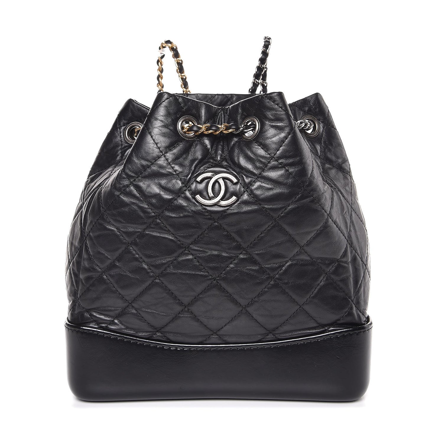Aged Calfskin Quilted Small Gabrielle Backpack Black