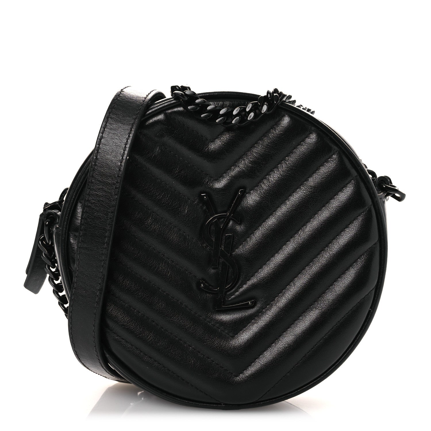 Saint Laurent Calfskin Matelasse Chevron Round Vinyle Camera Bag Black 1 of 13