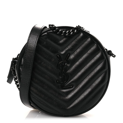 Saint Laurent Calfskin Matelasse Chevron Round Vinyle Camera Bag Black 1 of 13