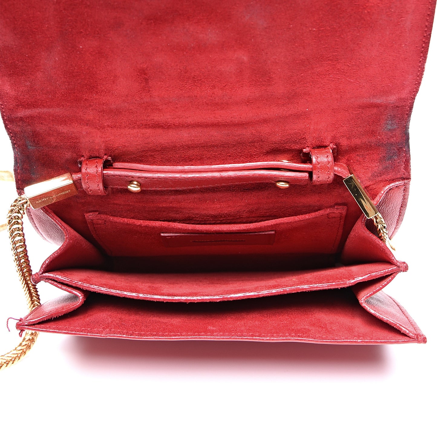 Calfskin Classic Y Ligne Chain Wallet Red