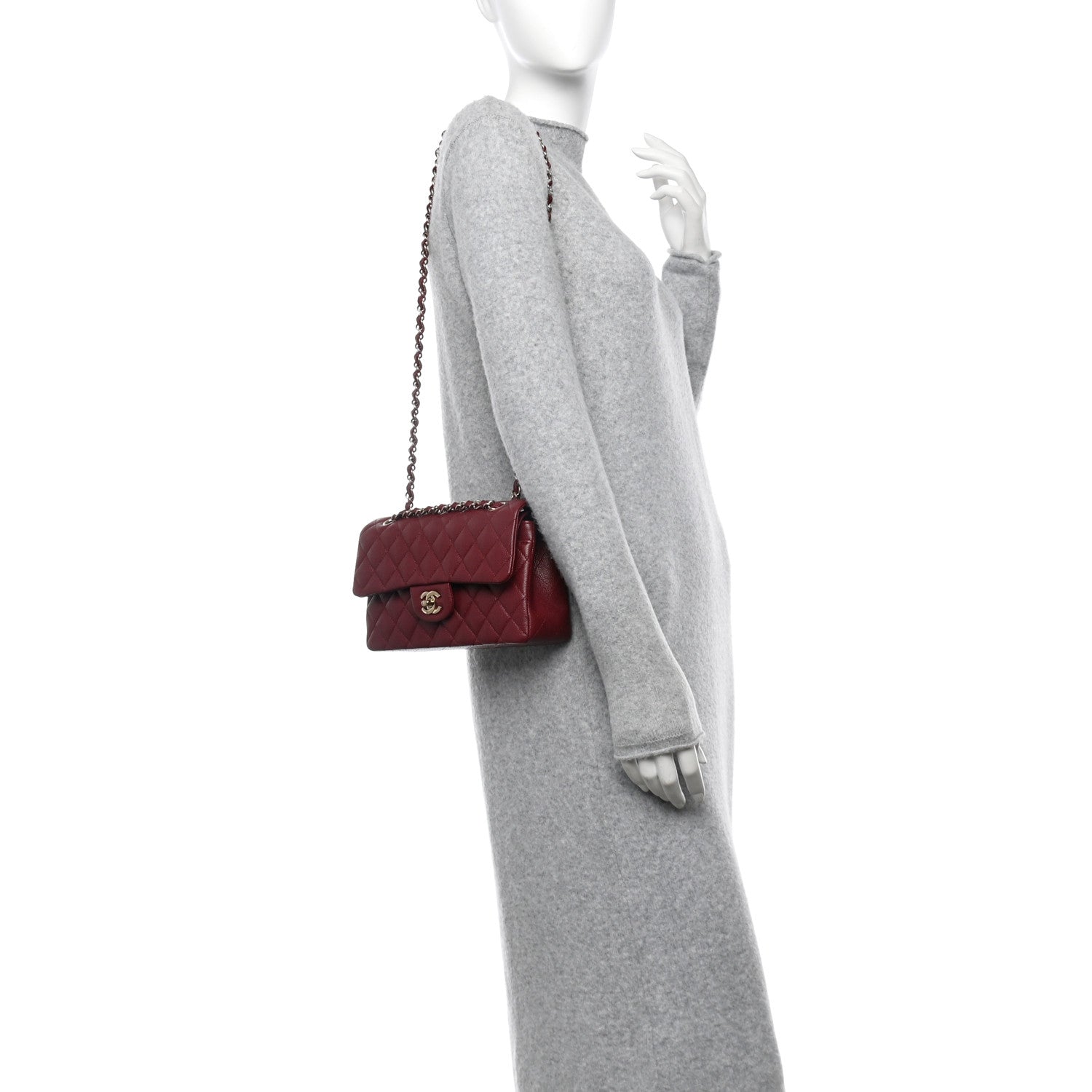 Chanel Caviar Quilted Small Double Flap Burgundy 2 of 11