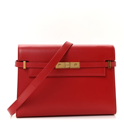 Saint Laurent Smooth Calfskin Manhattan Shoulder Bag Rouge Eros 2 of 17