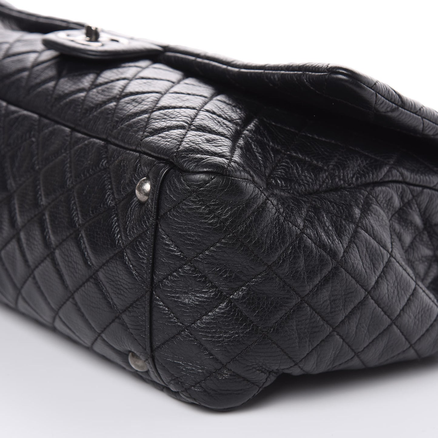 Calfskin Quilted XXL Travel Flap Bag Black