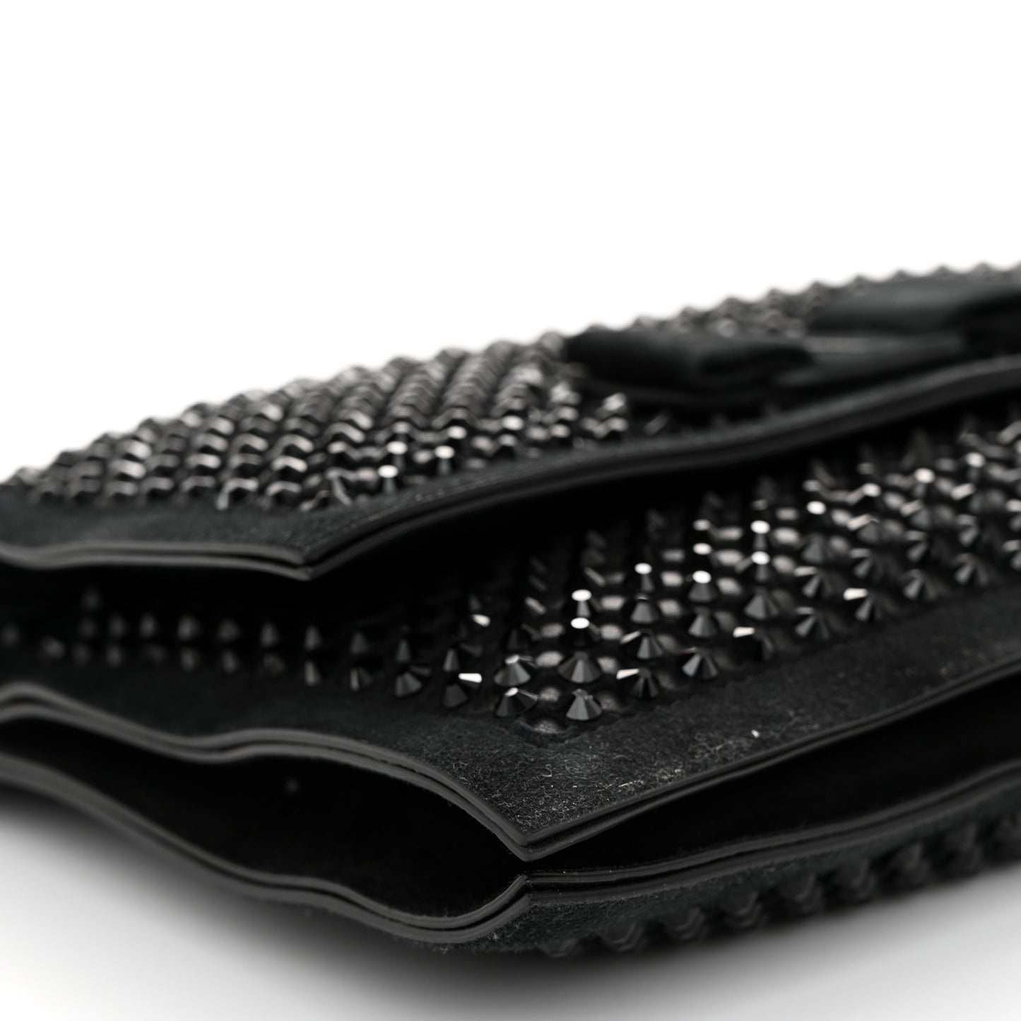 Suede Crystal Embellished Small Viva Bow Shoulder Bag Black