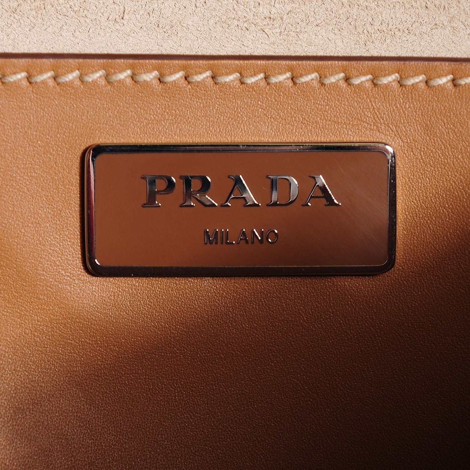 Prada City Calf Topstitched Hobo Caramel 7 of 9