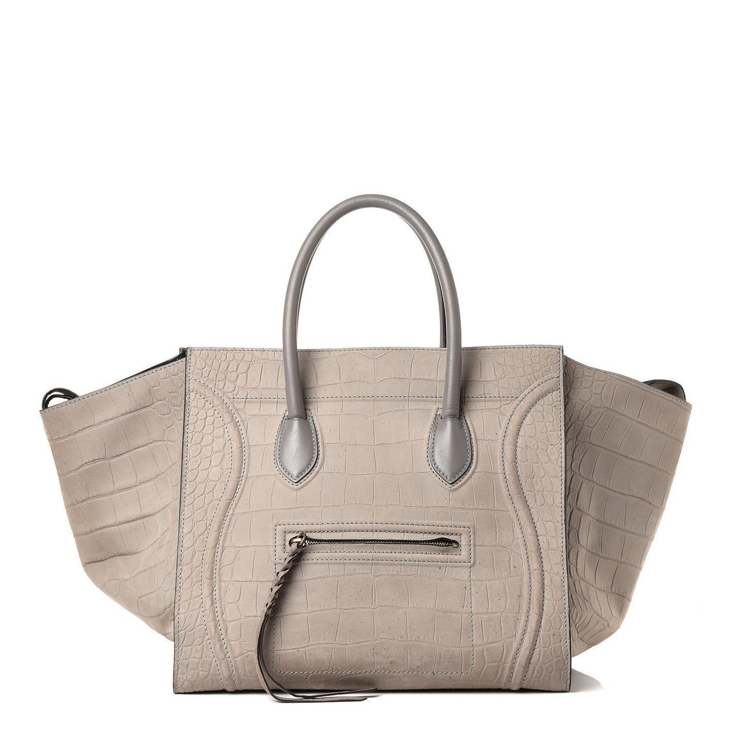 Nubuck Crocodile Embossed Large Phantom Luggage Grey