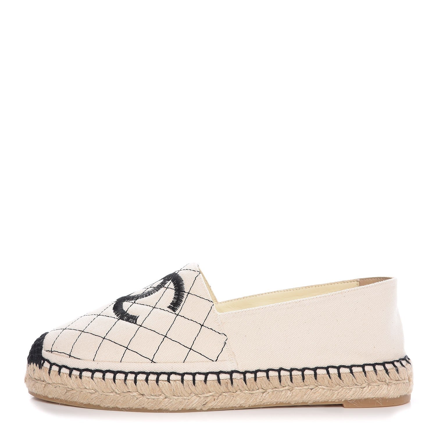 Chanel Fabric Biarritz CC Espadrilles 39 Beige Black 1 of 10
