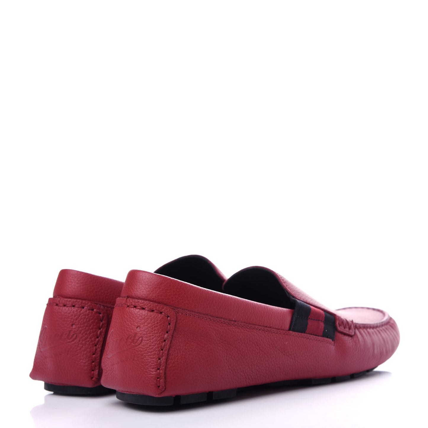 Calfskin Web Mens Driver Loafers 6.5 Red