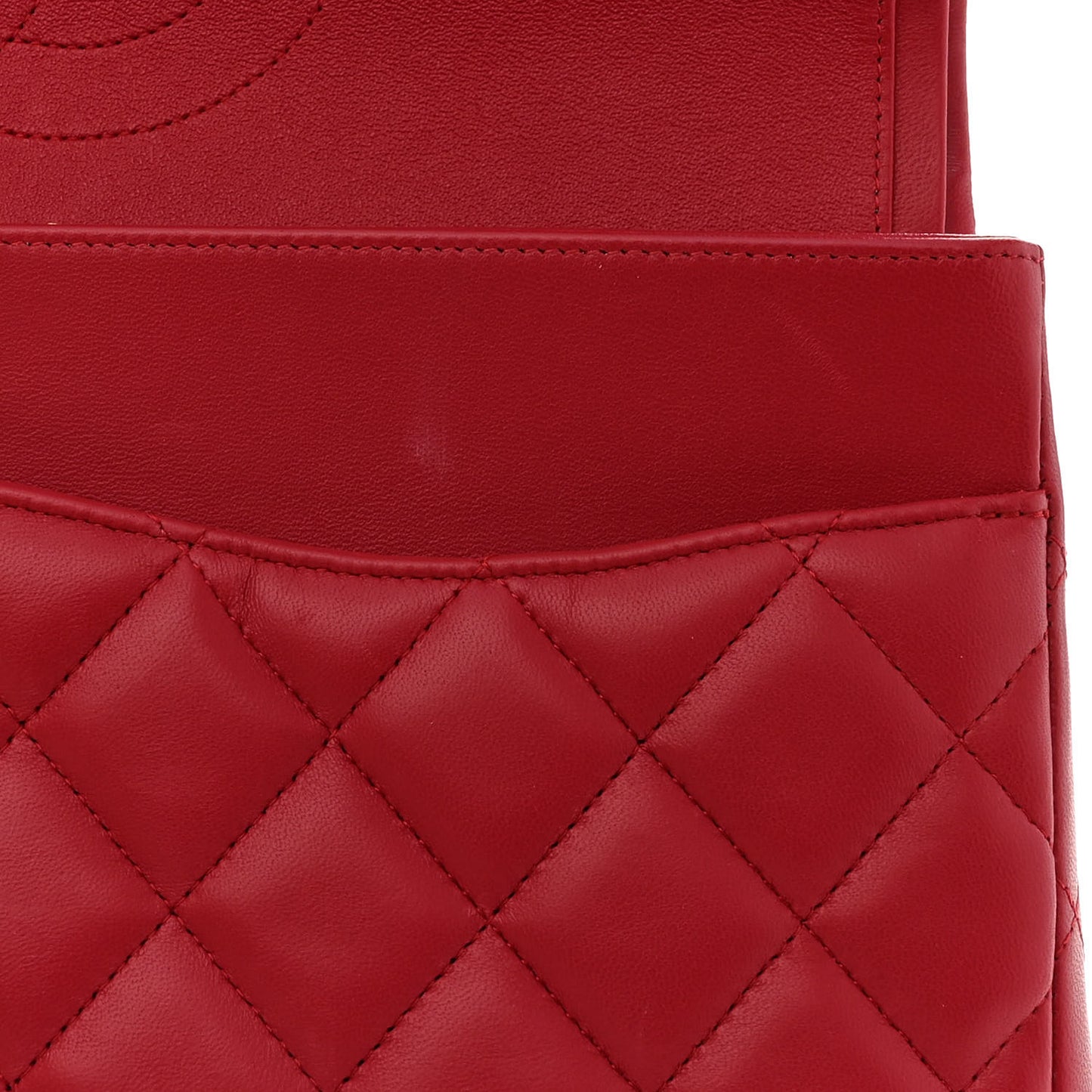 Lambskin Quilted Jumbo Double Flap Red