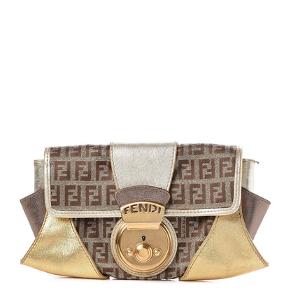Fendi Metallic Calfskin Zucchino Compilation Pochette Gold 1 of 9