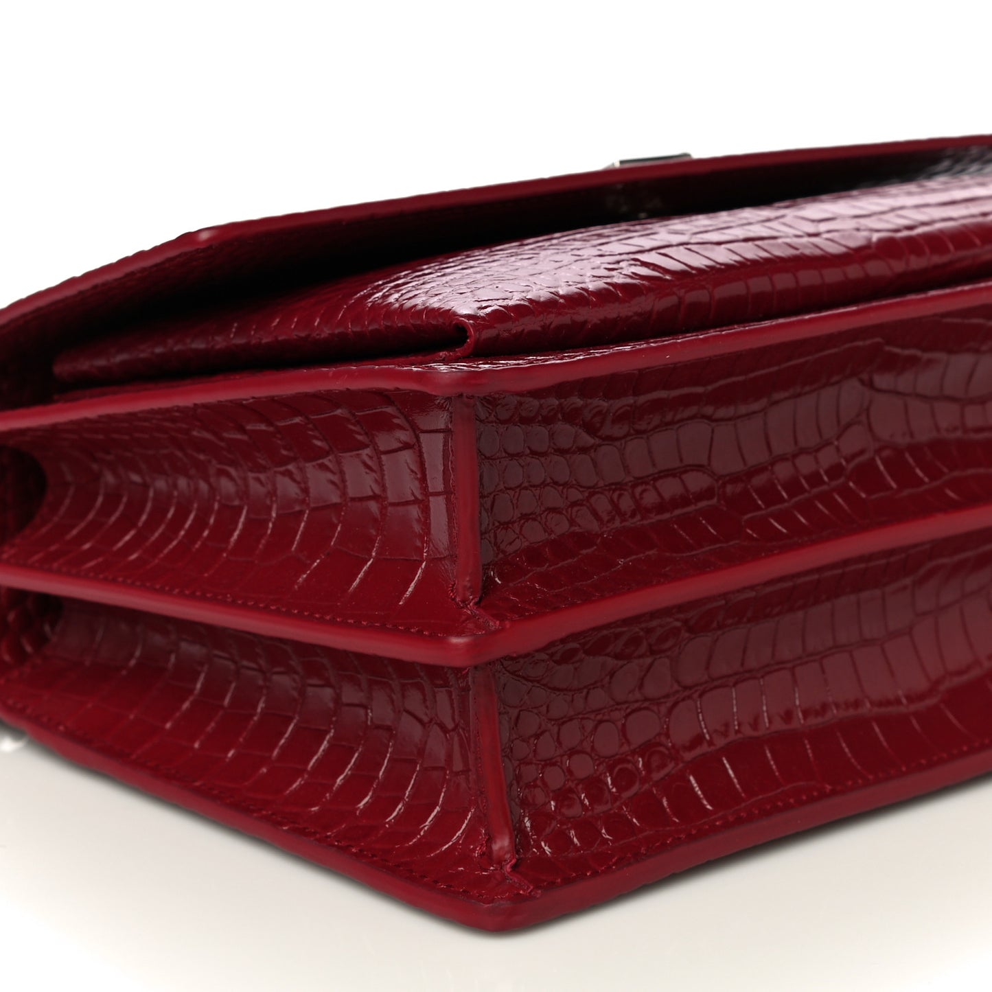 Calfskin Crocodile Embossed Medium Monogram Sunset Rouge Eros