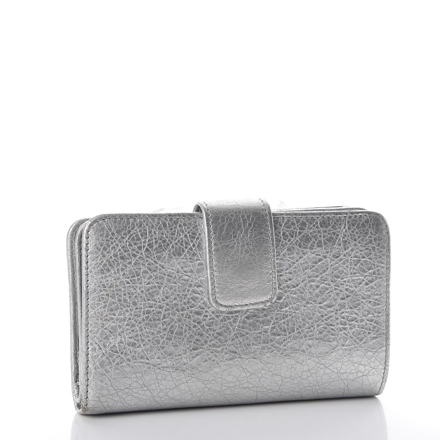 Agneau Classic Hardware Fold Wallet Gris Aluminum