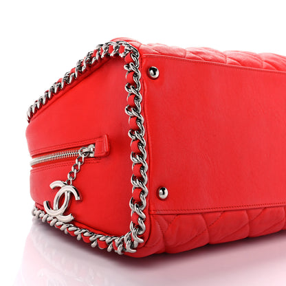 Chanel Washed Lambskin Chain Around Bowler Red 8 of 11