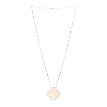 Van Cleef & Arpels 18K White Gold Mother of Pearl Magic Alhambra Pendant Necklace 3 of 5