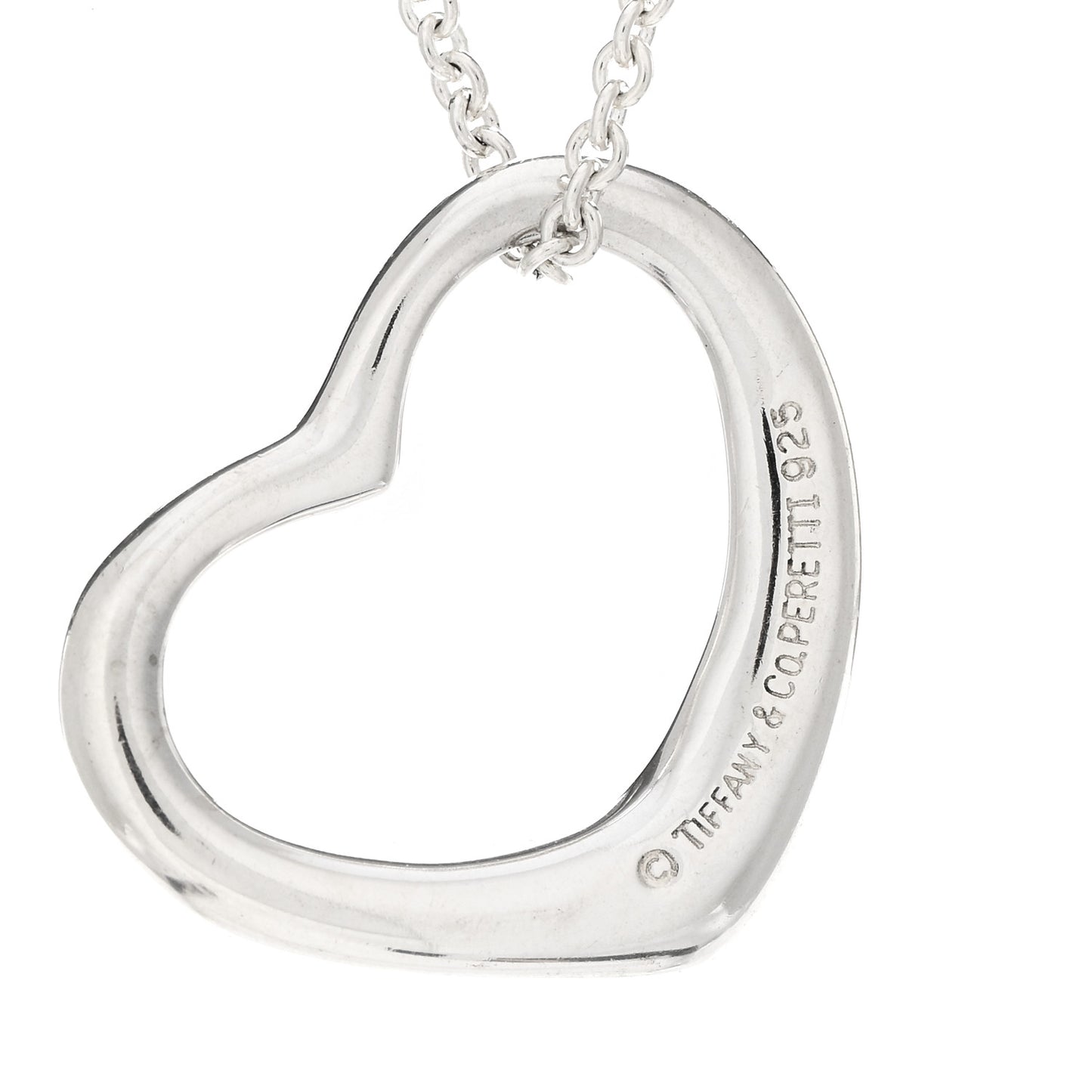 Sterling Silver 22mm Elsa Peretti Open Heart Pendant Necklace