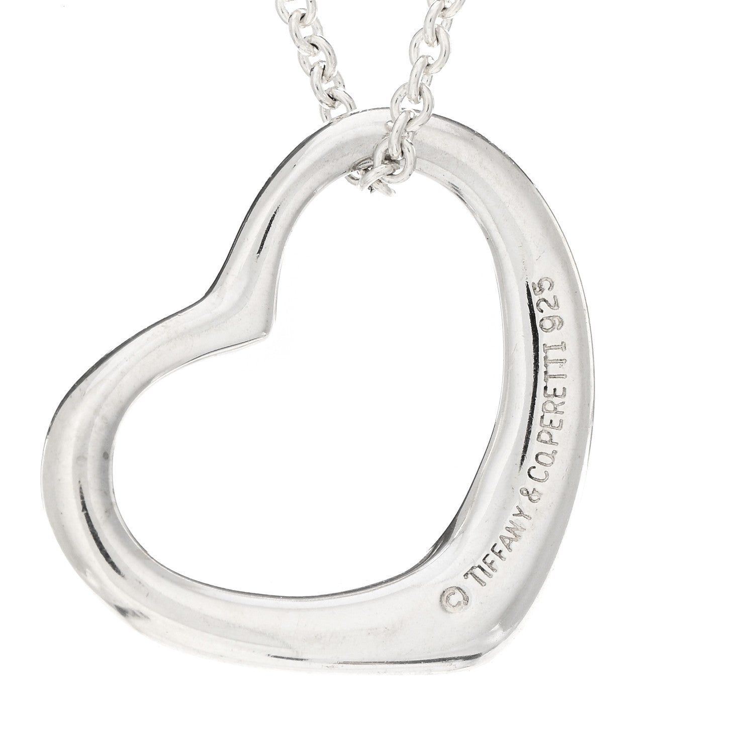 Tiffany Sterling Silver 22mm Elsa Peretti Open Heart Pendant Necklace 3 of 3