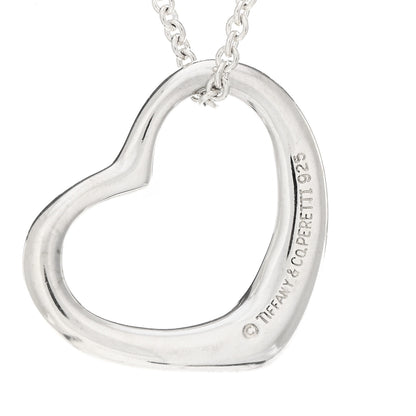 Tiffany Sterling Silver 22mm Elsa Peretti Open Heart Pendant Necklace 3 of 3